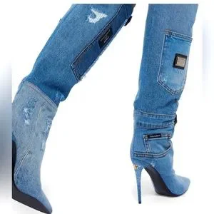 Dolce & Gabbana | Shoes | Dolcegabbana Denim High Rise Boots  Dolce&Gabbana Denim High Rise Boots Exclusive main image 0